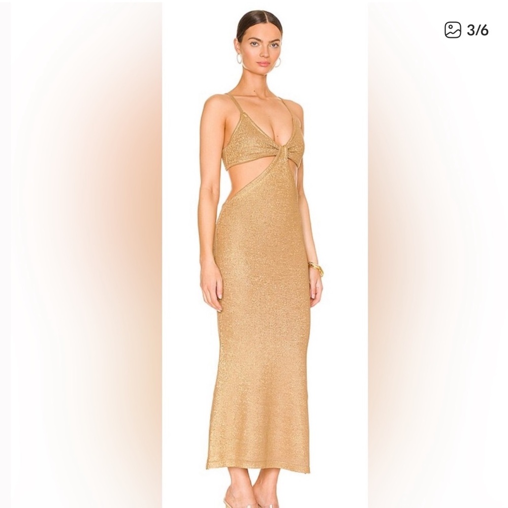 Cult Gaia Serita Knit Dress in Gold - Picture 3 of 5